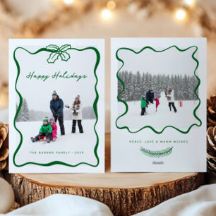 Whimsical Hand Getrokken Lint Foto Kerst Kaart