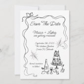 Whimsical Hand Getrokken Lint Rand Sla de datum op Kaart (Voorkant)