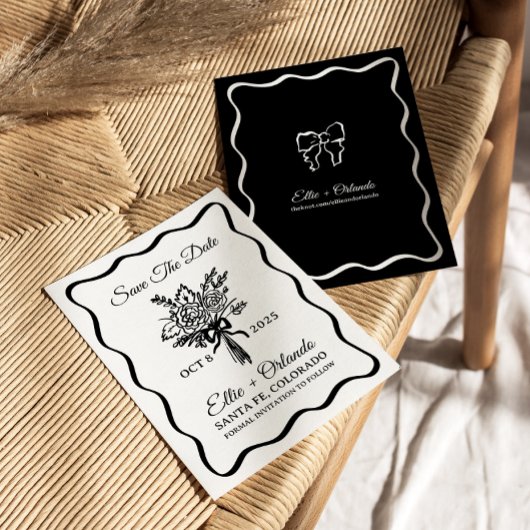 Whimsical Hand Getrokken Lint Rand Sla de datum op Kaart