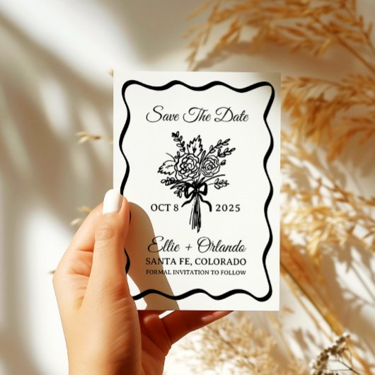 Whimsical Hand Getrokken Lint Rand Sla de datum op Kaart