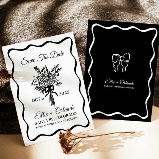 Whimsical Hand Getrokken Lint Rand Sla de datum op Kaart