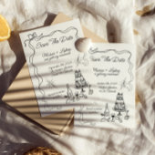 Whimsical Hand Getrokken Lint Rand Sla de datum op Kaart