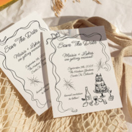 Whimsical Hand Getrokken Lint Rand Sla de datum op Kaart