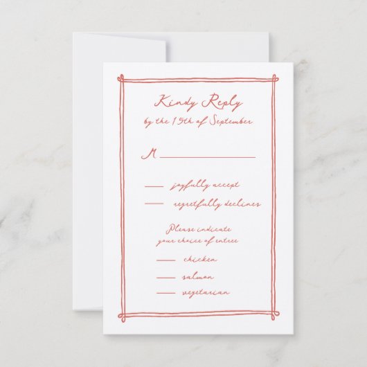 Whimsical Hand getrokken Menu Optie Trouwen RSVP (Voorkant)
