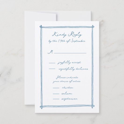 Whimsical Hand getrokken Menu Optie Trouwen RSVP (Voorkant)