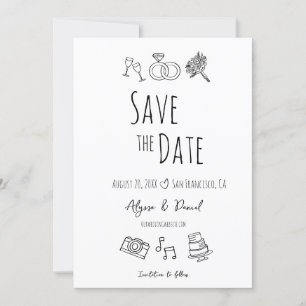 Whimsical Hand getrokken Minimal Zwart Wit Uniek