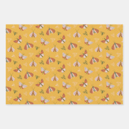 Whimsical hand getrokken motten boho patroon inpakpapier vel