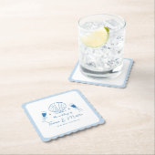 Whimsical Hand getrokken nautische kust bruiloft Kartonnen Onderzetters (Insitu)