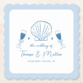 Whimsical Hand getrokken nautische kust bruiloft Kartonnen Onderzetters (Voorkant)