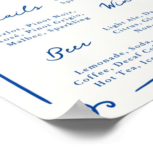 Whimsical Hand getrokken Navy Bar Menu Poster (Hoek)