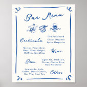 Whimsical Hand getrokken Navy Bar Menu Poster (Voorkant)