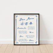 Whimsical Hand getrokken Navy Bar Menu Poster