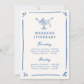 Whimsical Hand getrokken Navy Blue Bach reisschema Kaart (Voorkant)