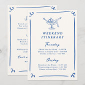 Whimsical Hand getrokken Navy Blue Bach reisschema Kaart (Voorkant / Achterkant)