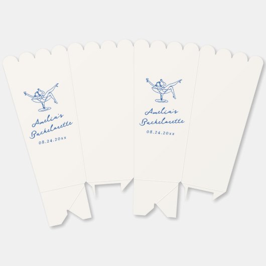 Whimsical Hand getrokken Navy Blue Bachelorette Bedankdoosjes (Ongevouwen)