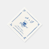 Whimsical Hand getrokken Navy Blue Bow bruiloft Servet (Hoek)