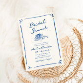 Whimsical Hand Getrokken Navy Blue Bridal Brunch Kaart