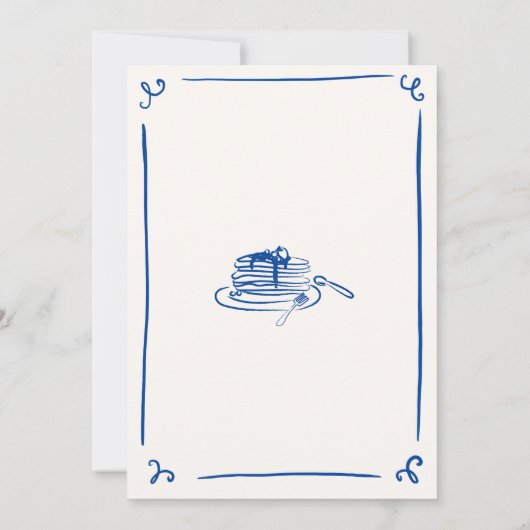 Whimsical Hand Getrokken Navy Blue Bridal Brunch Kaart (Achterkant)