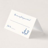 Whimsical Hand getrokken Navy Blue Place Card Kaart (Voorkant)