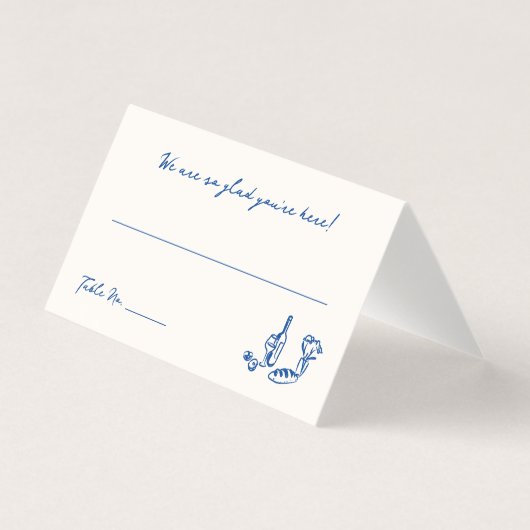 Whimsical Hand getrokken Navy Blue Place Card Kaart (Voorkant)