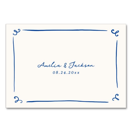 Whimsical Hand getrokken Navy Blue Place Card Kaart (Achterkant)