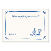 Whimsical Hand getrokken Navy Blue Place Card Kaart (Voorkant)