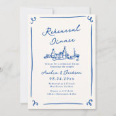 Whimsical Hand getrokken Navy Blue repetitie diner Kaart (Voorkant)