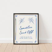 Whimsical Hand getrokken Navy Blue Sparkler Verstu Poster