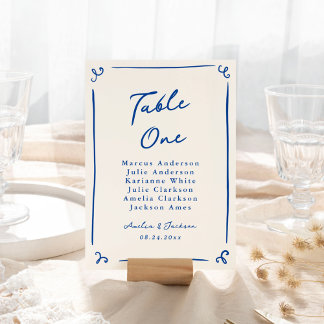 Whimsical Hand getrokken Navy Blue tafel Kaart