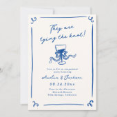 Whimsical Hand getrokken Navy Blue verlovingsfeest Kaart (Voorkant)
