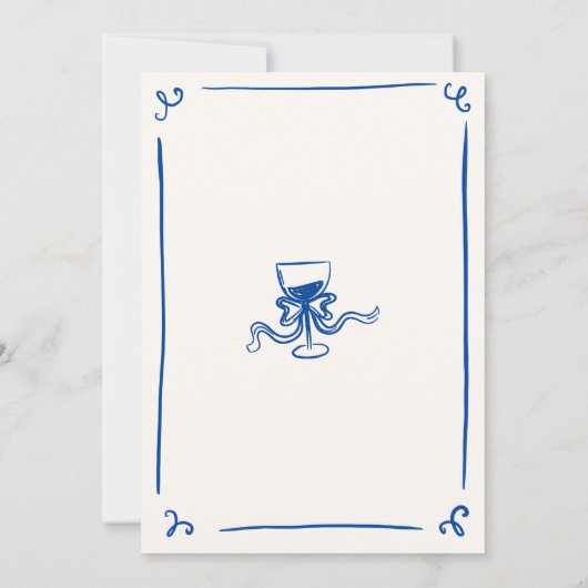 Whimsical Hand getrokken Navy Blue verlovingsfeest Kaart (Achterkant)