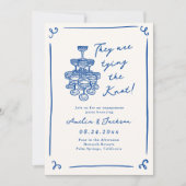 Whimsical Hand getrokken Navy Blue verlovingsfeest Kaart (Voorkant)