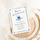 Whimsical Hand getrokken Navy Blue verlovingsfeest Kaart