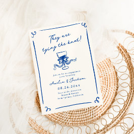 Whimsical Hand getrokken Navy Blue verlovingsfeest Kaart
