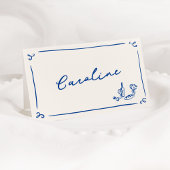 Whimsical Hand getrokken Navy Place Card Bedankkaart