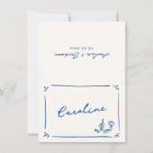 Whimsical Hand getrokken Navy Place Card Bedankkaart (Voorkant)
