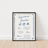 Whimsical Hand getrokken Navy Signature Drinken Poster