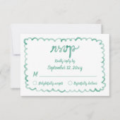 Whimsical Hand getrokken Olijfgroen Lijst RSVP-kaa RSVP Kaartje (Voorkant)