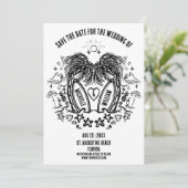 Whimsical Hand getrokken Palm Beach Doodle bruilof Save The Date (Staand voorkant)