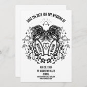 Whimsical Hand getrokken Palm Beach Doodle bruilof Save The Date (Voorkant / Achterkant)