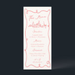 Whimsical Hand getrokken pastel koraal bruiloft Menu<br><div class="desc">Dit schattige ontwerp is voorzien van handgetekende elementen en een grillige,  gedurfde tekst.</div>
