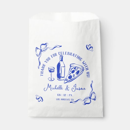 Whimsical Hand getrokken Pizza Franse boog Dank u Bedankzakje (Voorkant)