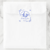 Whimsical Hand getrokken Pizza Franse boog Dank u Vierkante Sticker (Tas)