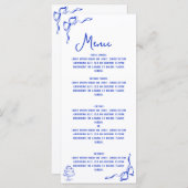 Whimsical Hand getrokken Pizza & Wijn Frans Blauw Menu (Voorkant / Achterkant)