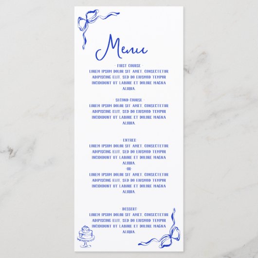 Whimsical Hand getrokken Pizza & Wijn Frans Blauw Menu (Voorkant)