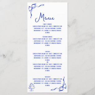 Whimsical Hand getrokken Pizza & Wijn Frans Blauw Menu