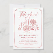 Whimsical Hand getrokken Pizza & Wijn Vrijgezellen Kaart (Voorkant)