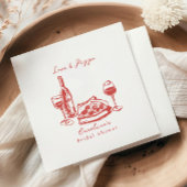 Whimsical Hand getrokken Pizza Wijn Vrijgezellenfe Servet