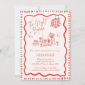 Whimsical Hand getrokken plezier Red Wavy repetiti Kaart (Voorkant)