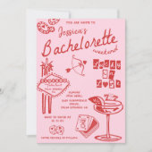 Whimsical Hand getrokken Poker Bachelorette Party Kaart (Voorkant)